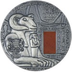 Republic of Chad KARNAK series KILO MONUMENTS 10,000 Francs Silver coin 2018 Antique finish jasper inset high detail 1 Kilo / 32.15 oz